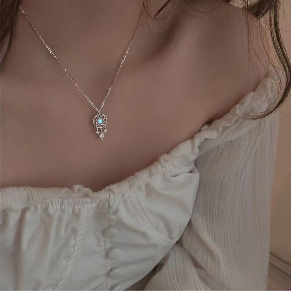 Silver Dreamcatcher Moonstone Necklace